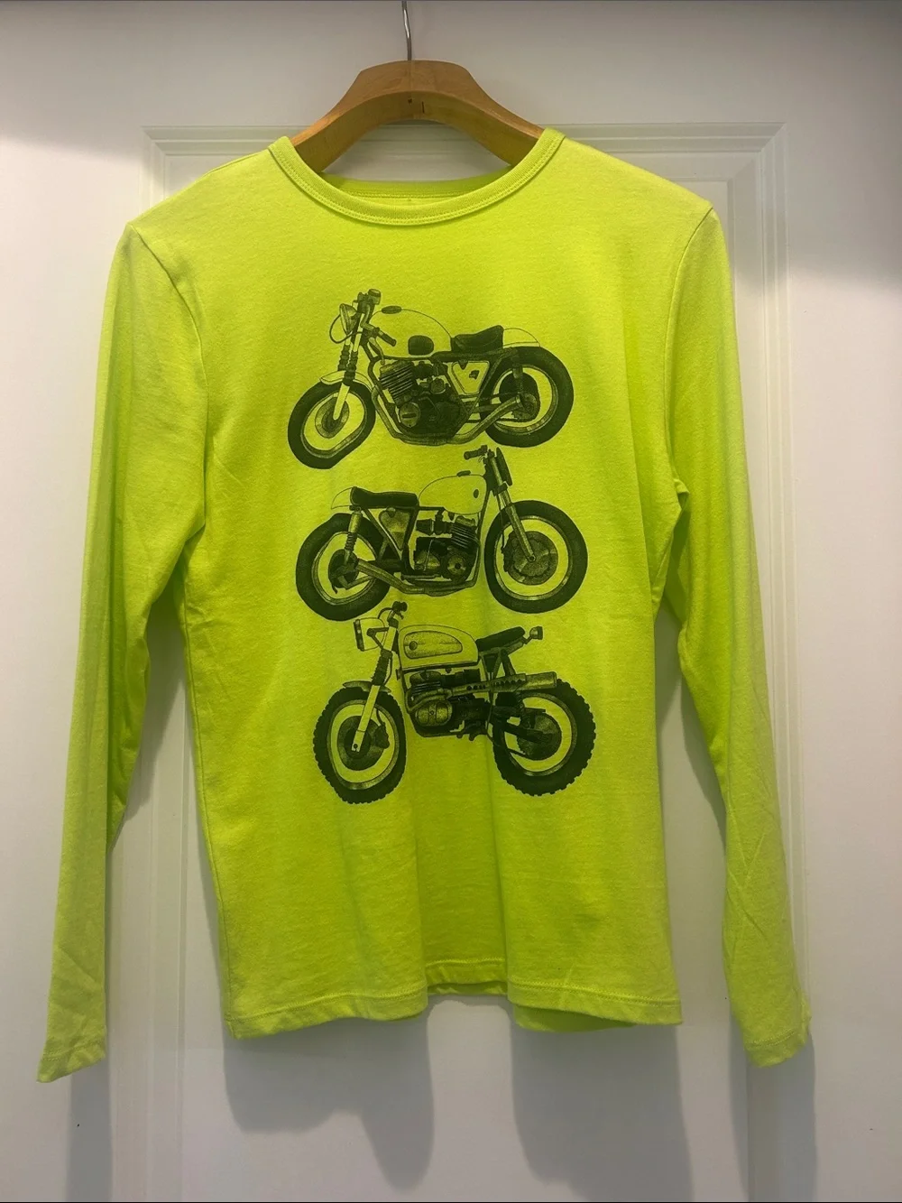 Kids Long-Sleeve Neon Green Motorcycle Graphic Tee Gap Kids